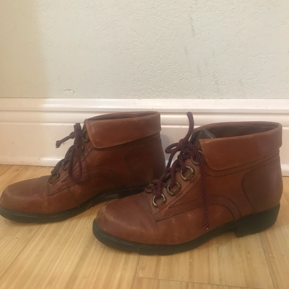 Brown leather ankle boots